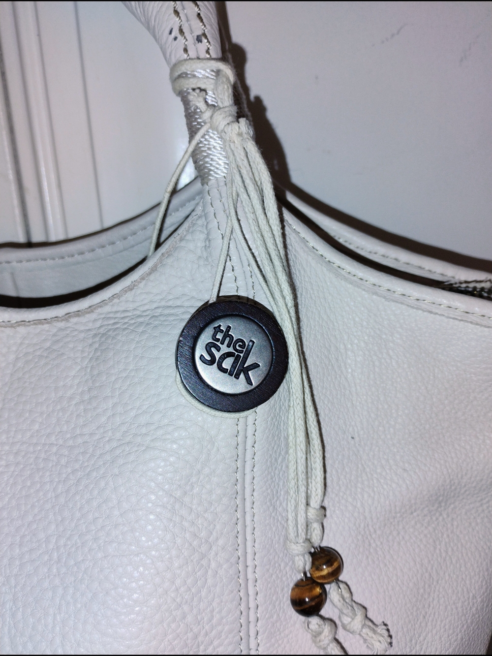 Vintage The Sak Taupe Pebbled Leather Shoulder Hobo Tote - Picture 15 of 15